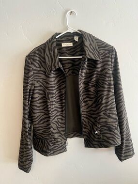 Amanda Smith Women's Black & Green Zebra Print Jacket